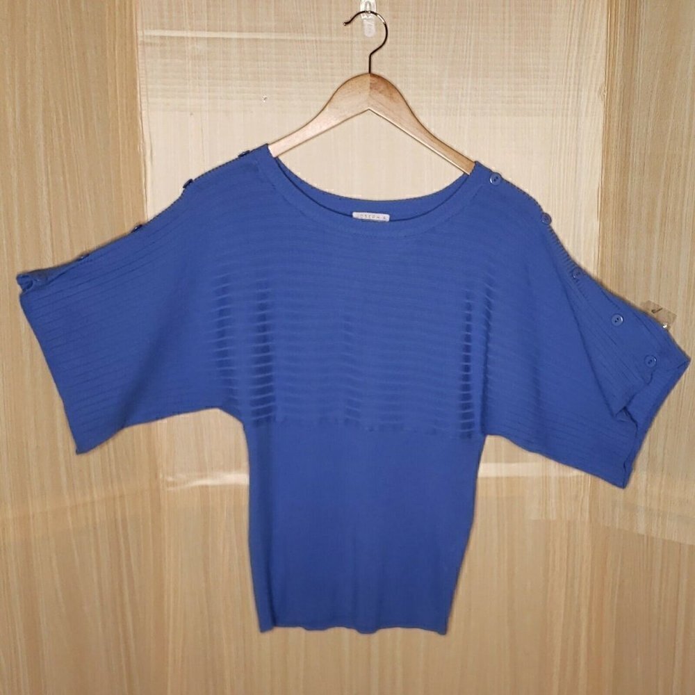 Joseph A. Womens Blue Knit Stretchy T Shaped Top